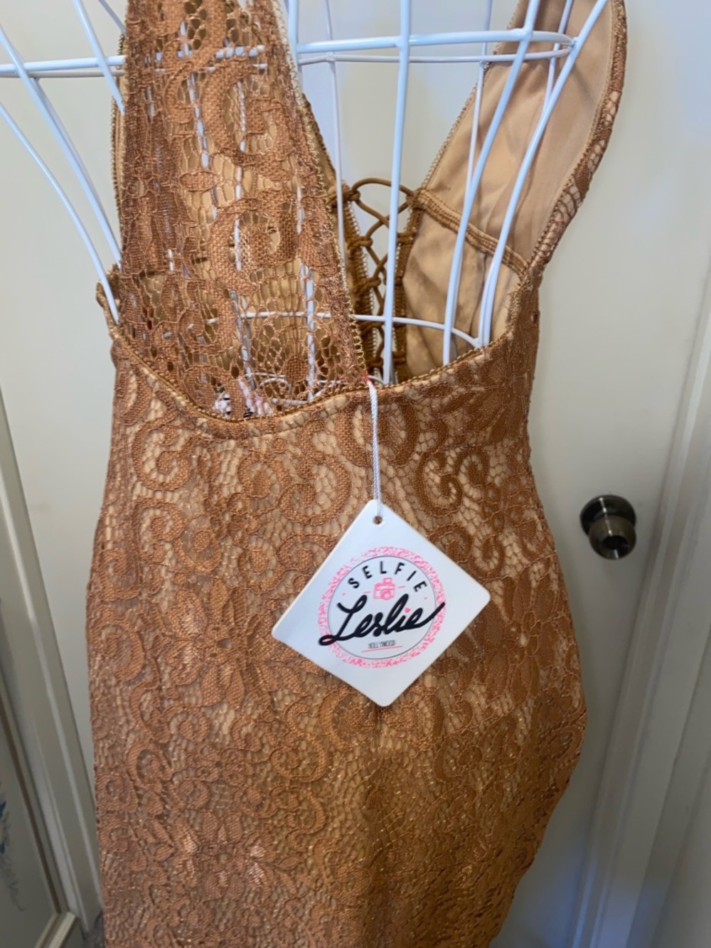 Lulu's Rust Lace-Up Bodycon Dress - Picture 3 of 5